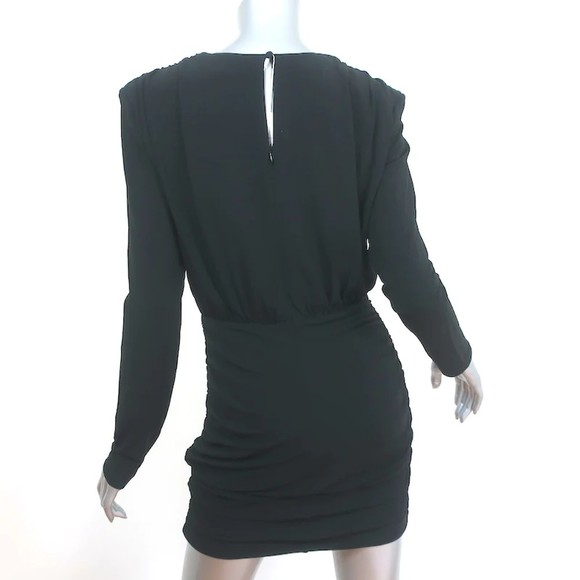 ANINE BING Long Sleeve Mini Dress Whitney Black Stretch Jersey Size Small NEW - Picture 4 of 8